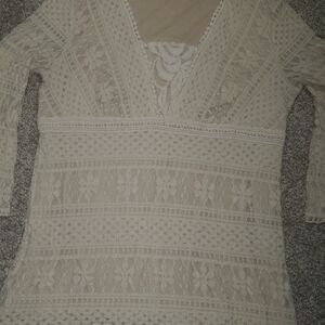 Indigo Soul Cream Lace Blouse Sz. XL